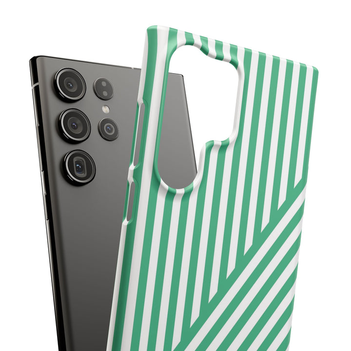 Aesthetic Emerald Stripes Cute Phone Case Sleek Snap - For iPhone 17 Pro Max iPhone 16 Pro iPhone 15 Iphone 14 Plus 13 Pro 12 11 10 Gift