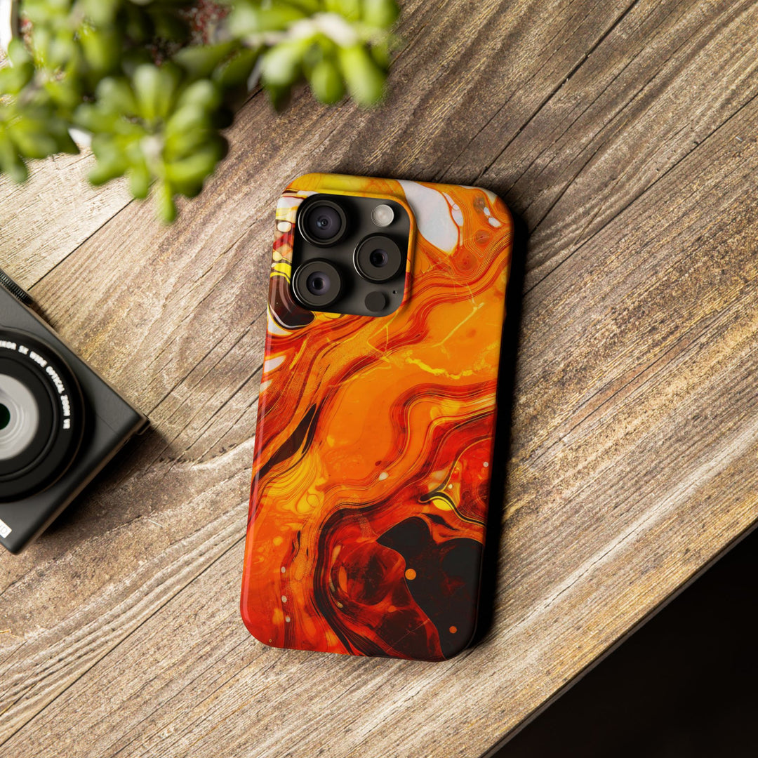 Slim Cute Phone Cases for Iphone - | iPhone 15 Case | iPhone 15 Pro Max Case, Iphone 14 Case, Iphone 14 Pro Max, Iphone 13, Marble Orange Yellow - Studio40ParkLane