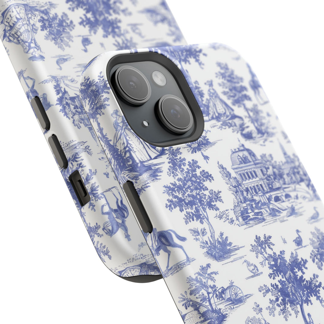 Blue Toile Magnetic Impact-Resistant Cute Phone Case for Iphone 16, iPhone 15 Pro Max Plus 14, 13, 12, 11 Gift for her - Studio40ParkLane