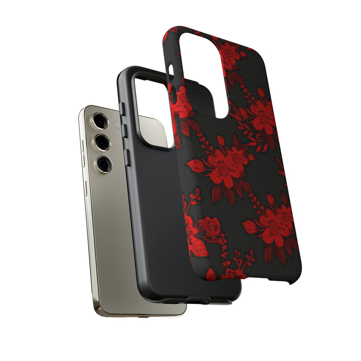 Cute Samsung Phone Case | Aesthetic Samsung Phone Case | Galaxy S23, S22, S21, S20 | Red Black Flowers, Protective Phone Case - Studio40ParkLane