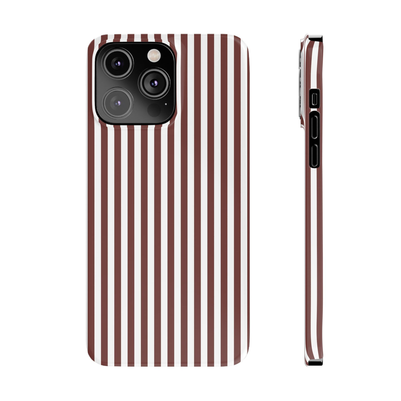 Slim Chocolate Brown Striped Cute Phone Case for Iphone 16 - | iPhone 15 Pro Max Case | iPhone 14 Case Iphone 13 12 11 10 9 8 7 Gift for Her - Studio40ParkLane