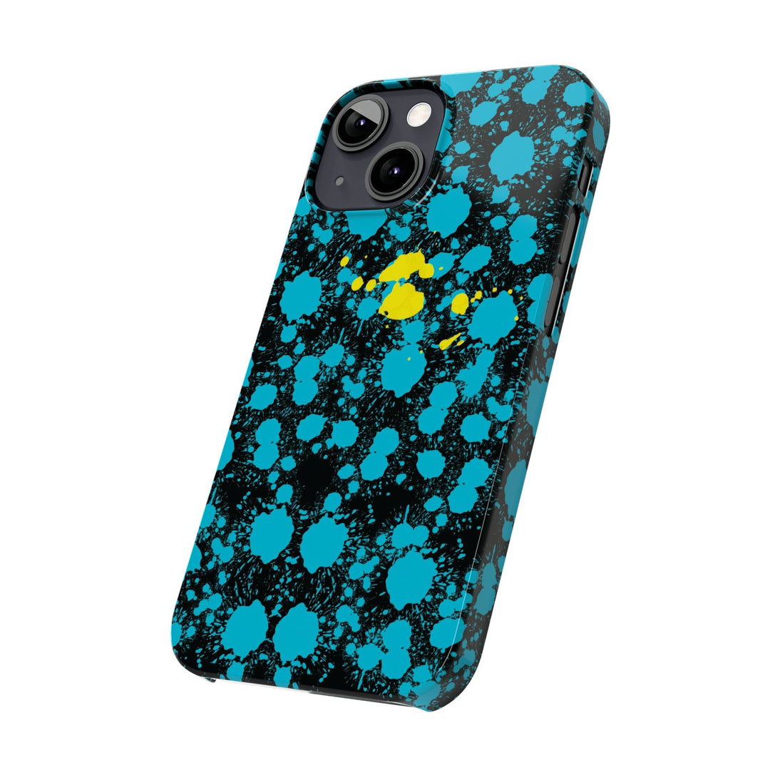 Slim Cute Phone Cases for Iphone - | iPhone 15 Case | iPhone 15 Pro Max Case, Iphone 14 Case, Iphone 14 Pro Max, Iphone 13, Paint Splash Blue Yellow - Studio40ParkLane
