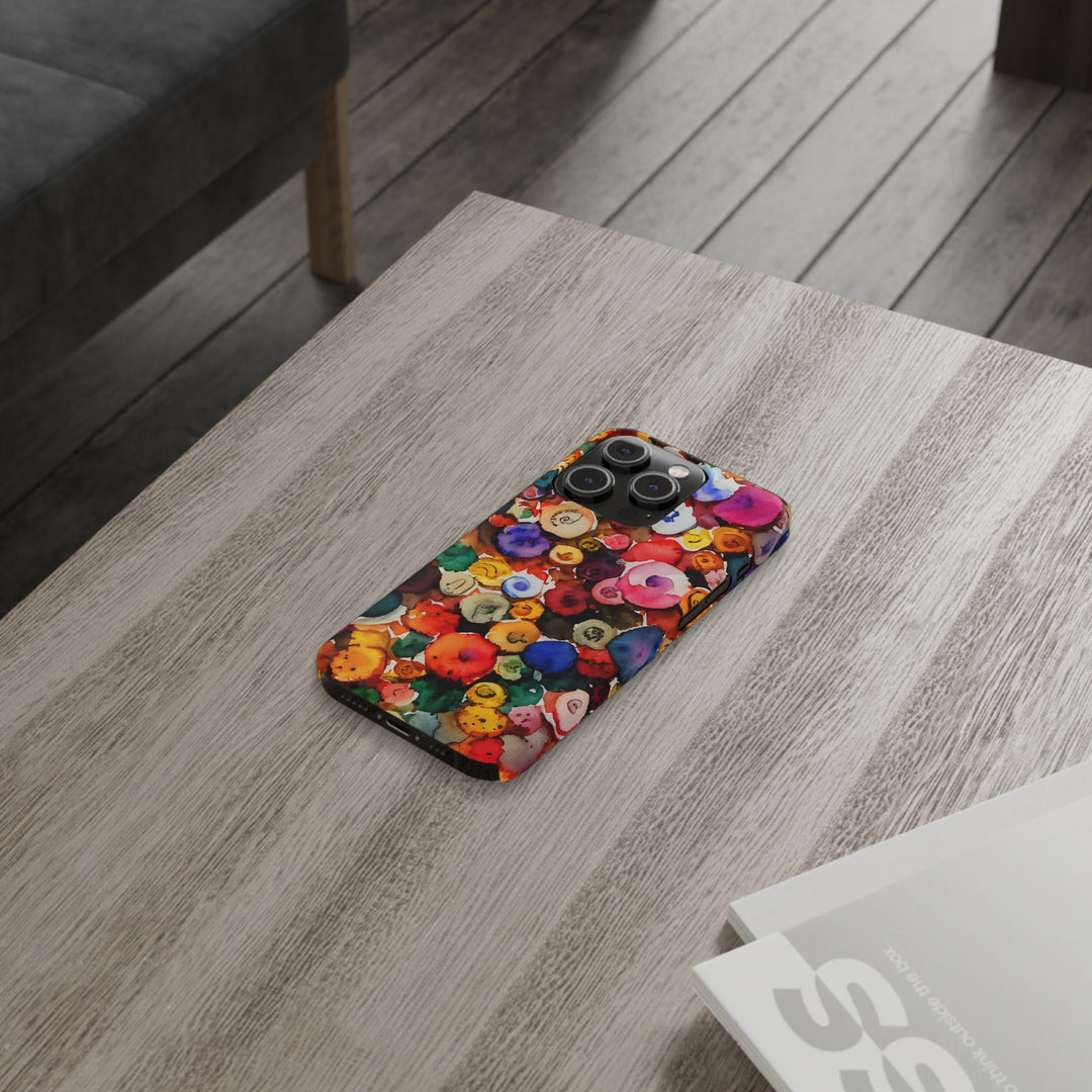 Slim Cute Phone Cases for Iphone | iPhone 15 Case | iPhone 15 Pro Max Case, Iphone 14, Iphone 14 Pro Max, Iphone 13, Colorful Buttons Abstract - Studio40ParkLane