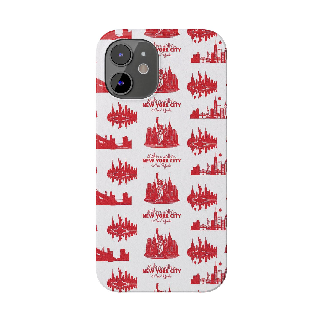 Slim New York Skyline Red Collage Coquette Gift for Her Cute Phone Cases for Iphone 16 Pro Max | iPhone 15 Case | iPhone 15 Pro Max Case, Iphone 14, Iphone 14 Pro Max, Iphone 13 12 11 8 7 - Studio40ParkLane