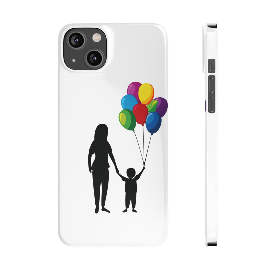 Slim Mother Child Balloons Gift for Her Cute Phone Cases for Iphone 16 Pro Max | iPhone 15 Case | iPhone 15 Pro Max Case, Iphone 14, 13, 12, 11, 10, 8, 7 - Studio40ParkLane