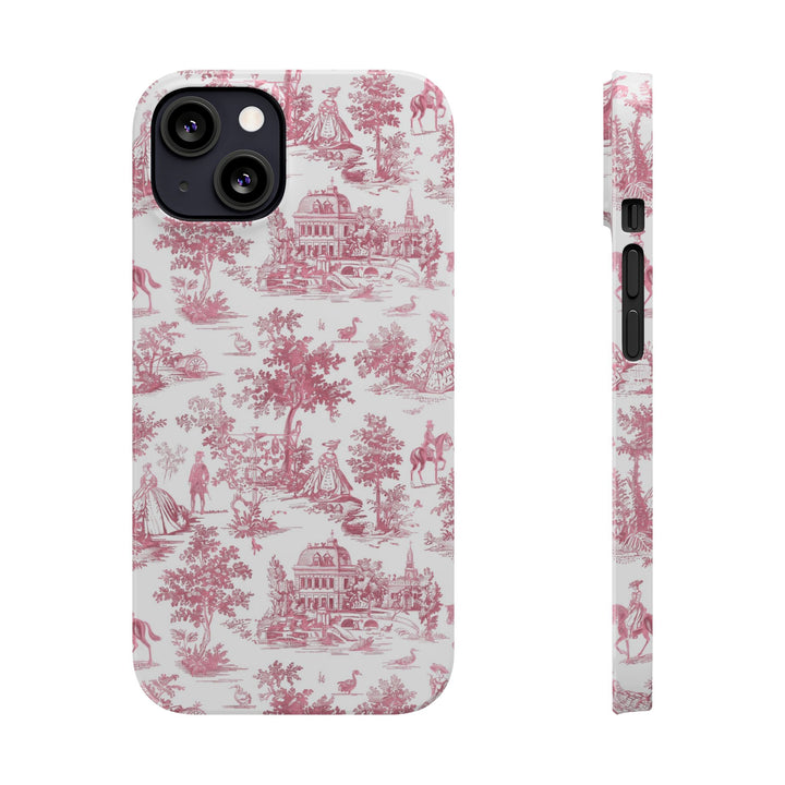 Slim Pink Vintage French Toile Cute Phone Cases for Iphone 16 Pro Max | iPhone 15 Case | iPhone 15 Pro Max Case, Iphone 14, Iphone 14 Pro Max, Iphone 13 12 11 8 7 - Studio40ParkLane