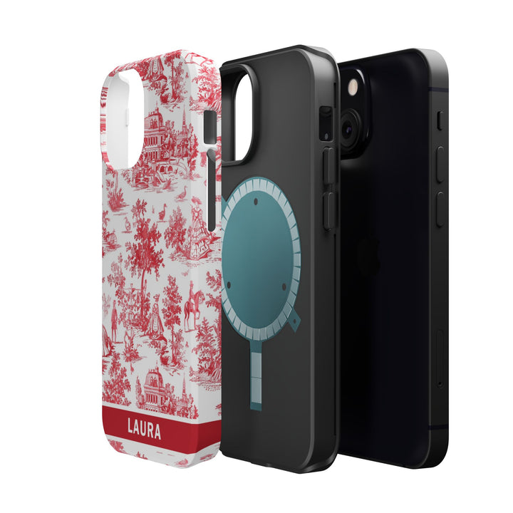 Magsafe French Toile Personalized Initial Custom Gift for Her Cute Phone Cases for Iphone 16 Pro Max | iPhone 15 Case | iPhone 15 Pro Max Case, Iphone 14, 13, 12, 11, 10, 8, 7 - Studio40ParkLane