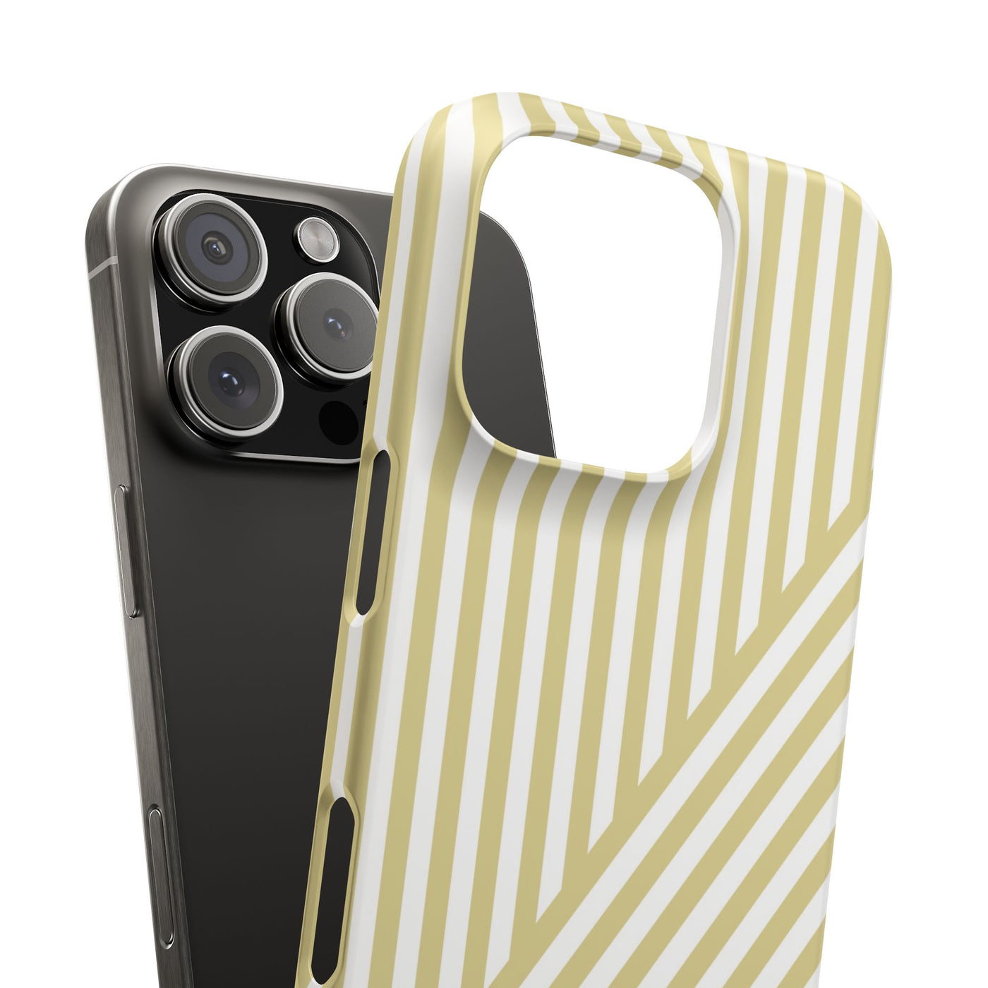 Aesthetic Yellow Beige Stripes Cute Phone Case Sleek Snap - For iPhone 17 Pro Max iPhone 16 Pro iPhone 15 Iphone 14 Plus 13 Pro 12 11 10 Gift