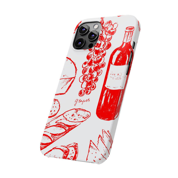 Slim Cute Phone Cases for Iphone | iPhone 15 Case | iPhone 15 Pro Max Case, Iphone 14, Iphone 14 Pro Max, Iphone 13, French Food Wine Red - Studio40ParkLane