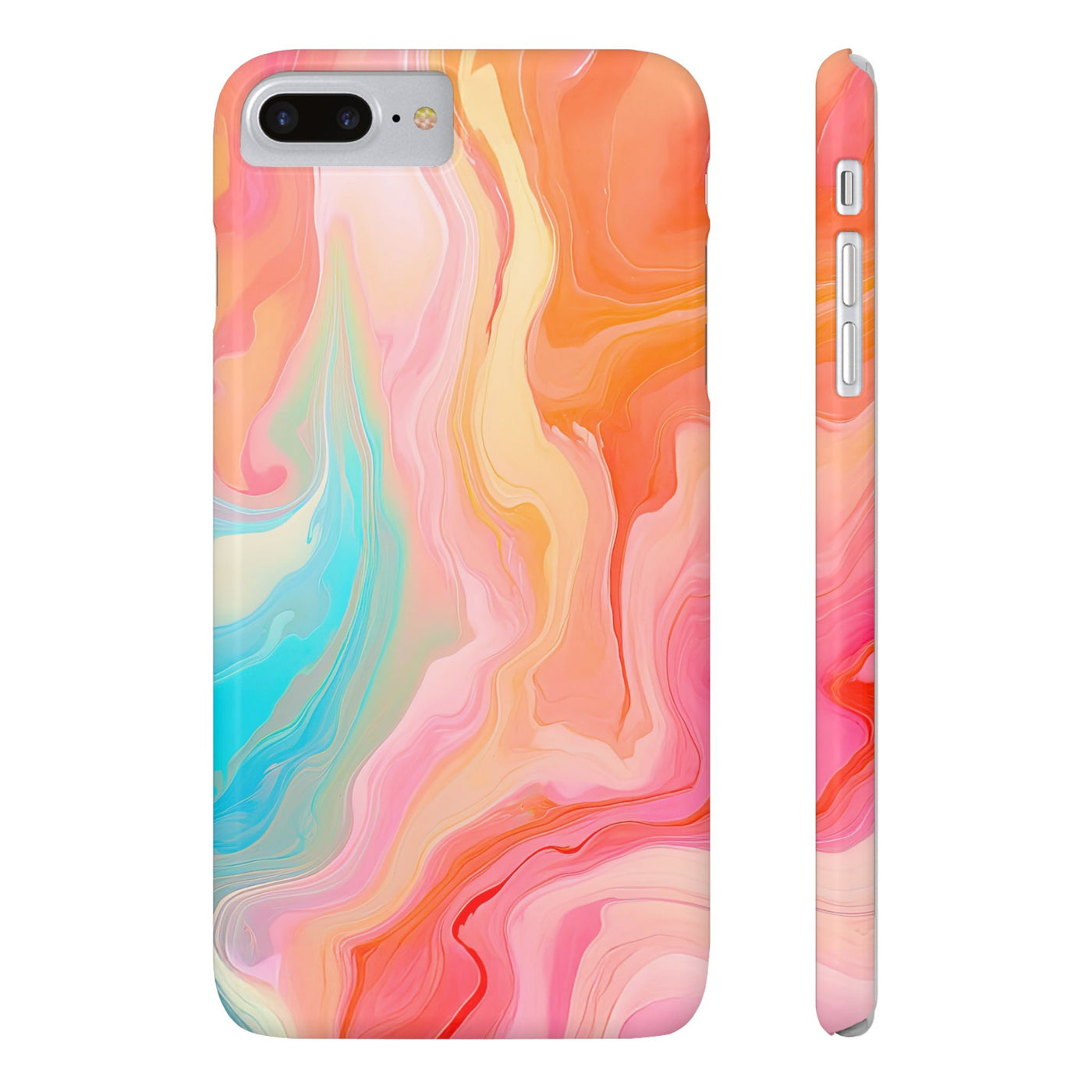 Slim Blue Pink Orange Marbled Cute Phone Cases for Iphone 16 Pro Max | iPhone 15 Case | iPhone 15 Pro Max Case, Iphone 14, Iphone 14 Pro Max, Iphone 13 12 11 8 7