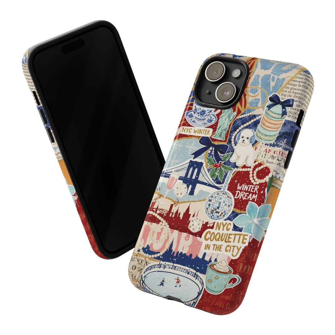 New York Winter Coquette Collage Tough Premium Phone Case - For iPhone 17 Pro Max iPhone 16 Pro iPhone 15 Iphone 14 Plus 13 Pro 12 11 10 XR