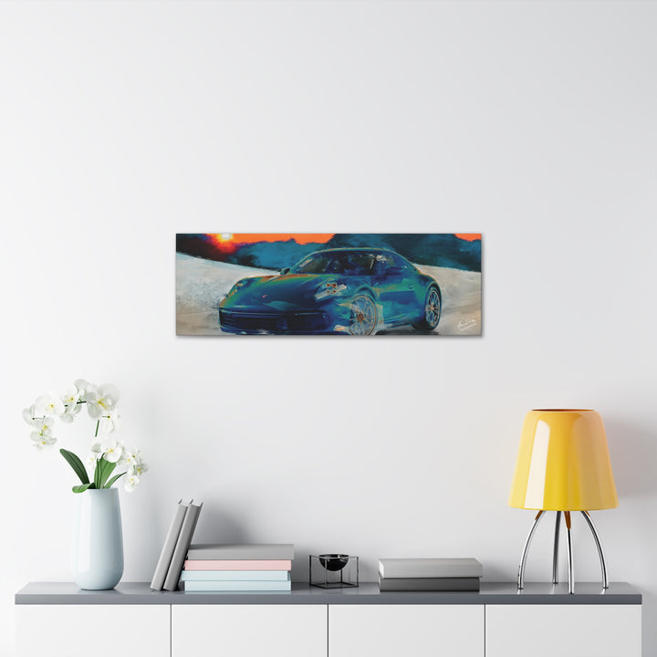 Porsche Wall Art on Canvas Print Gallery Wrapped - Gorgeous Porsche 911 Carrera Wall Art - Set in the mountains with a Sunset - Home Decor - Studio40ParkLane