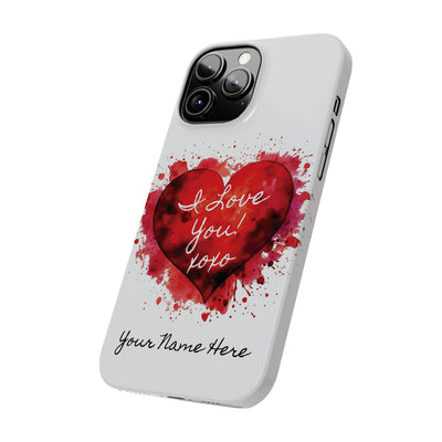 Personalized Slim Cute iPhone Cases - | iPhone 15 Case | iPhone 15 Pro Max Case, Iphone 14 Case, Iphone 14 Pro Max, Iphone 13, Valentine Heart Love
