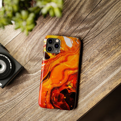 Slim Cute Phone Cases for Iphone - | iPhone 15 Case | iPhone 15 Pro Max Case, Iphone 14 Case, Iphone 14 Pro Max, Iphone 13, Marble Orange Yellow