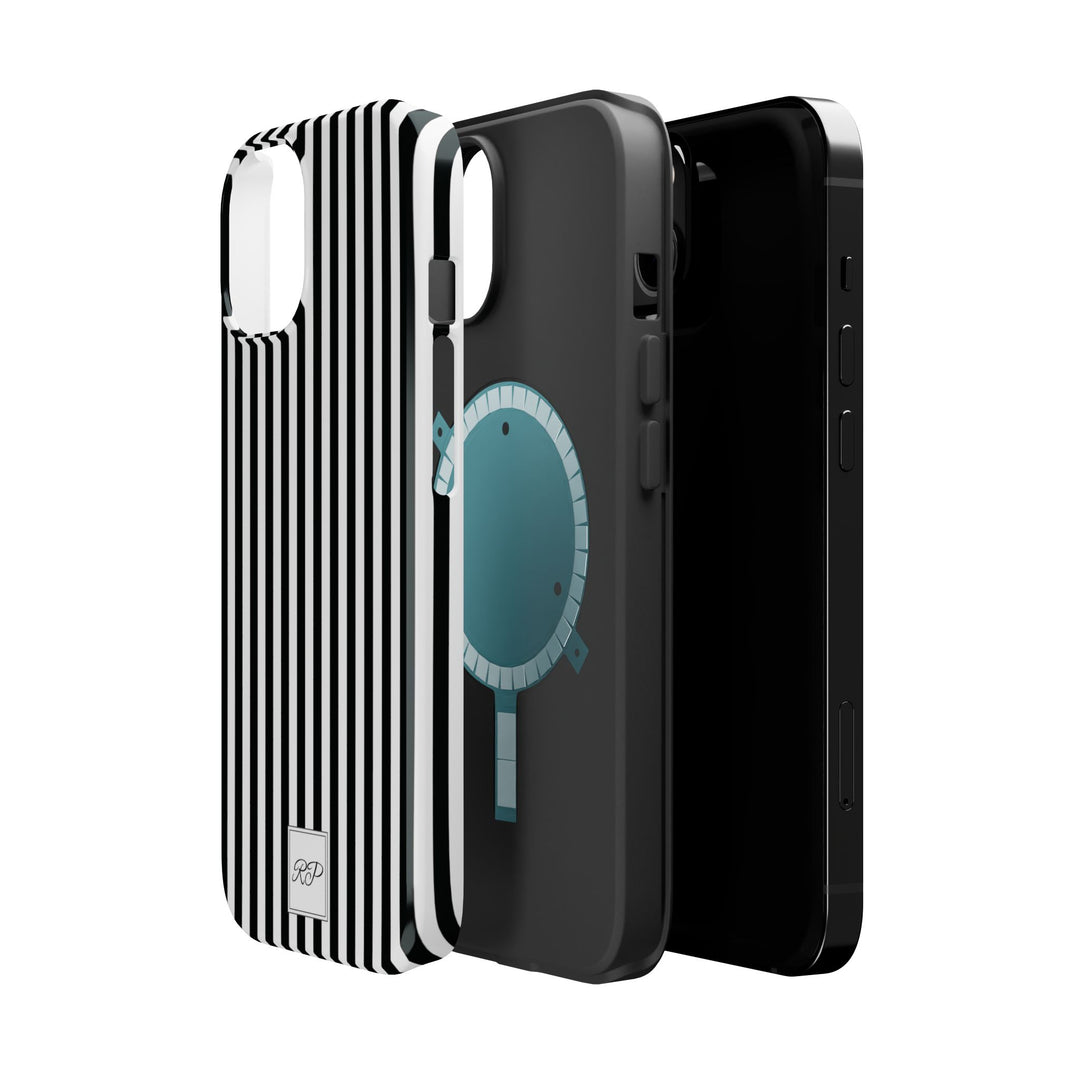 Custom Personalized Black White Striped Magsafe Phone Case for Iphone 17 - | iPhone 16 Pro Max Case | iPhone 15 Case Iphone 14 13 12 11 10 - Studio40ParkLane