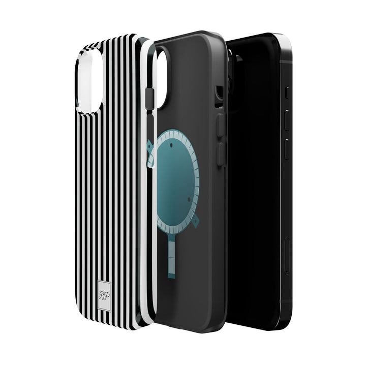 Custom Personalized Black White Striped Magsafe Phone Case for Iphone 17 - | iPhone 16 Pro Max Case | iPhone 15 Case Iphone 14 13 12 11 10 - Studio40ParkLane