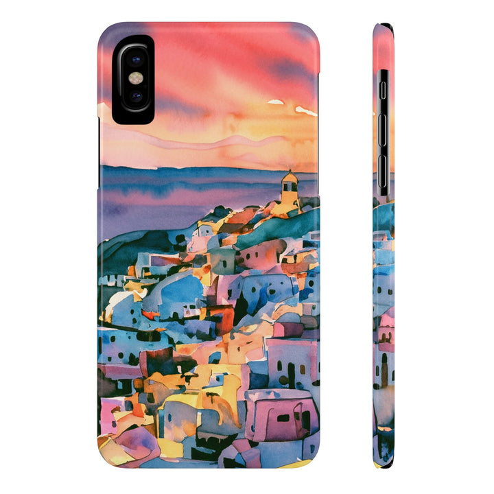 Slim Cute Phone Cases for Iphone | iPhone 15 Case | iPhone 15 Pro Max Case, Iphone 14, Iphone 14 Pro Max, Iphone 13, Colorful Greek House Watercolor - Studio40ParkLane