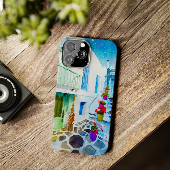 Slim Cute Phone Cases for Iphone | iPhone 15 Case | iPhone 15 Pro Max Case, Iphone 14, Iphone 14 Pro Max, Iphone 13, Colorful Greek Alley Watercolor - Studio40ParkLane