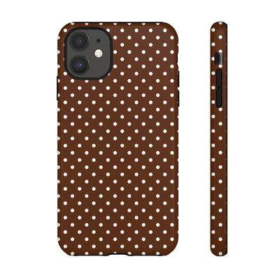 Aesthetic Tough Mocha Brown Polka Dots Premium Phone Case - For iPhone 17 Pro Max iPhone 16 Pro iPhone 15 Iphone 14 Plus 13 Pro 12 11 10 - Studio40ParkLane