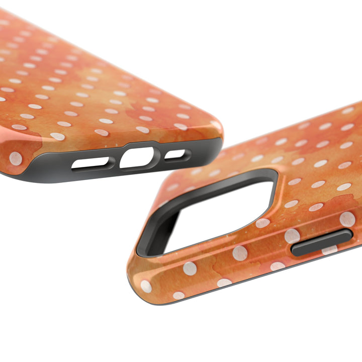 Aesthetic Tough Magsafe Orange Polka Dots Phone Case - For iPhone 17 Pro Max iPhone 16 Pro iPhone 15 Iphone 14 Plus 13 Pro 12 11 10 XR - Studio40ParkLane