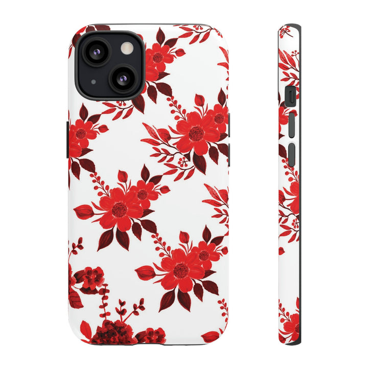 Cute IPhone Case | Red White Flowers, iPhone 15 Case | iPhone 15 Pro Case, Iphone 14 Case, Iphone 14 Pro Max Case, Protective Iphone Case - Studio40ParkLane