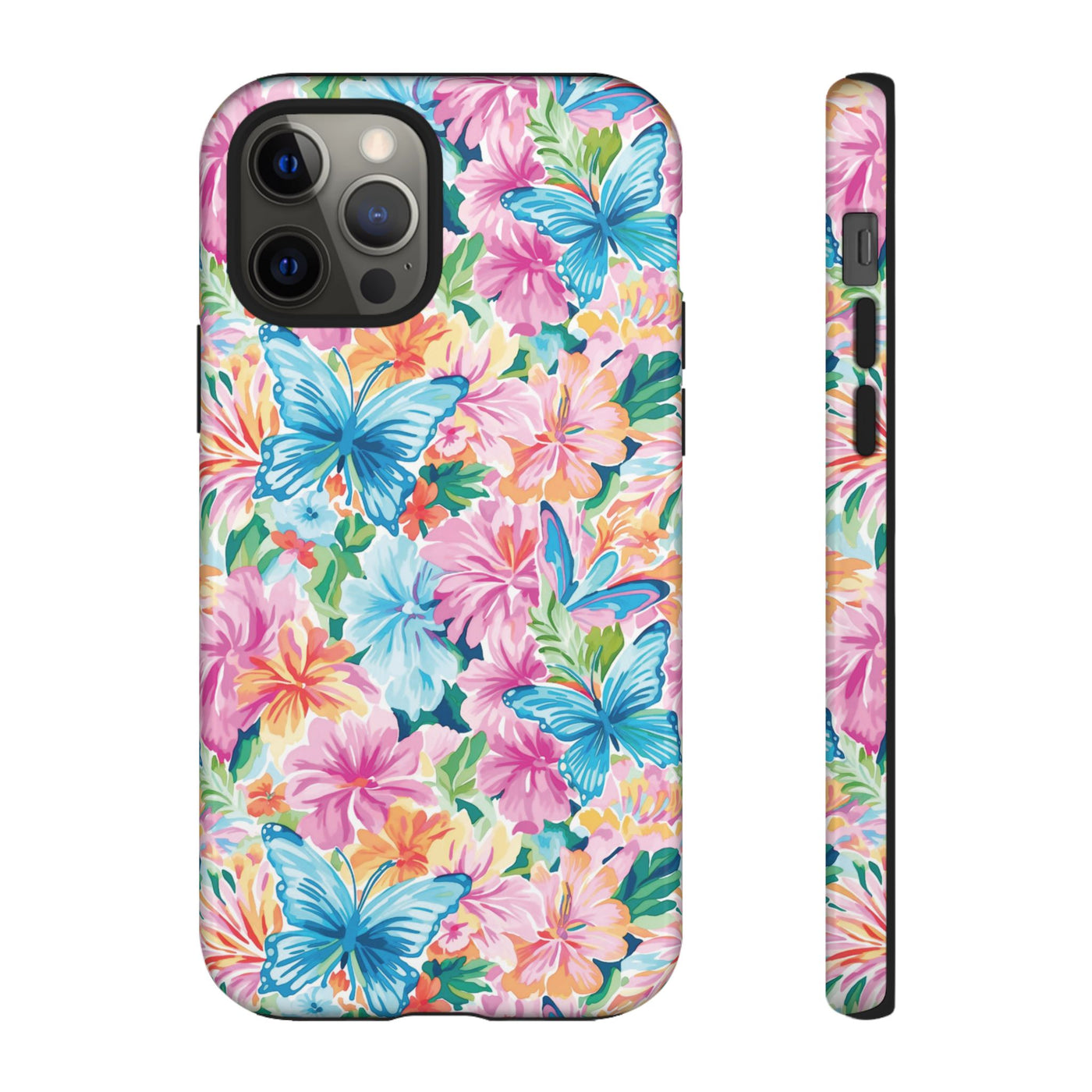 Premium Tough Butterflies Flowers Cute Phone Cases for Samsung S24, S23, S22, S21, S20, Plus and Ultra, Iphone 16 Pro Max,15, 14, 13, 12, 11, 10