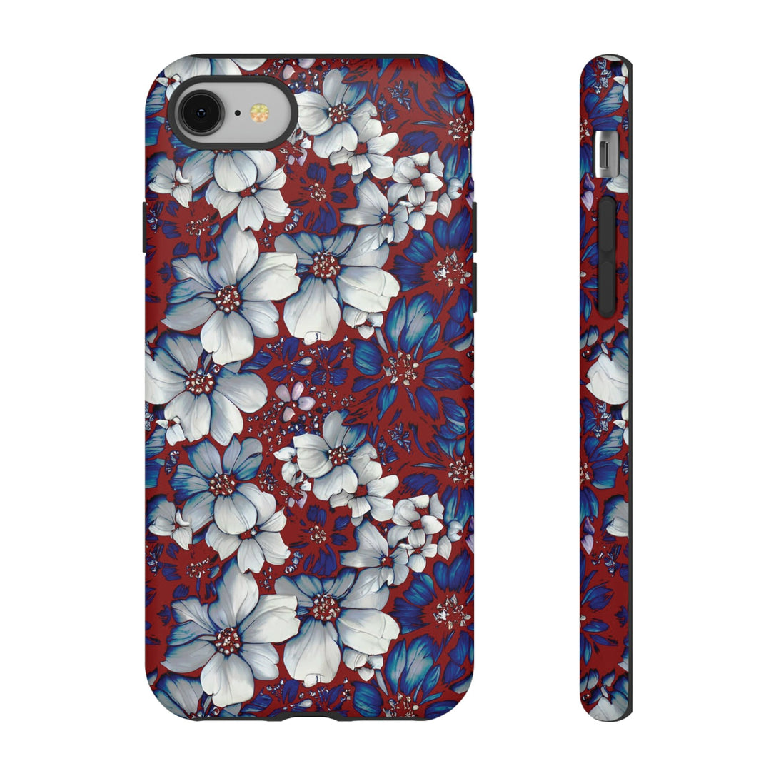 Cute IPhone Case | Red Blue Flowers, iPhone 15 Case | iPhone 15 Pro Case, Iphone 14 Case, Iphone 14 Pro Max Case, Protective Iphone Case - Studio40ParkLane