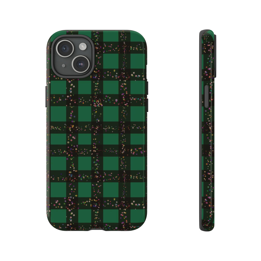 Cute IPhone Case | iPhone 15 Case | iPhone 15 Pro Max Case, Iphone 14 Case, Iphone 14 Pro Max Case IPhone Case for Art Lovers, Green Festive Plaid - Studio40ParkLane