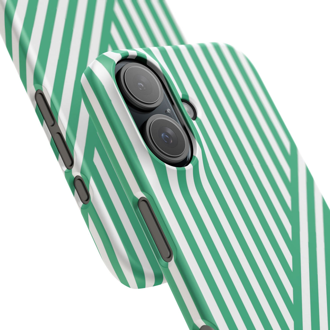 Aesthetic Emerald Stripes Cute Phone Case Sleek Snap - For iPhone 17 Pro Max iPhone 16 Pro iPhone 15 Iphone 14 Plus 13 Pro 12 11 10 Gift