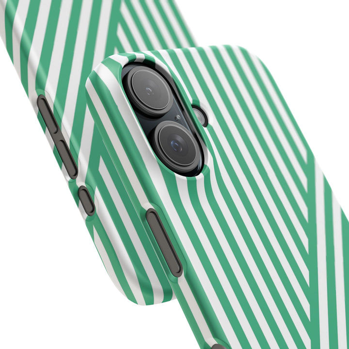 Aesthetic Emerald Stripes Cute Phone Case Sleek Snap - For iPhone 17 Pro Max iPhone 16 Pro iPhone 15 Iphone 14 Plus 13 Pro 12 11 10 Gift