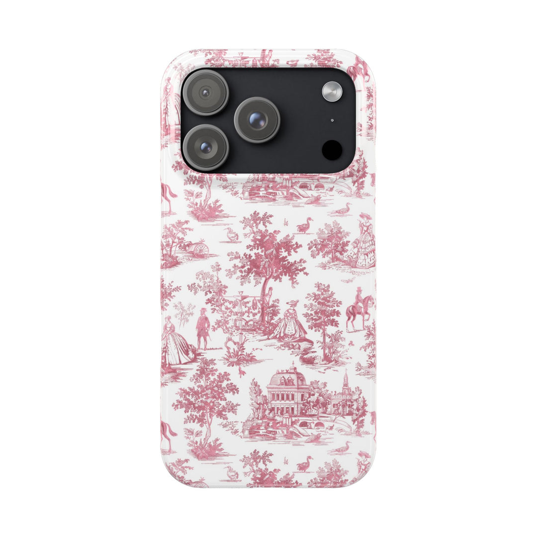 Slim Pink Vintage French Toile Cute Phone Cases for Iphone 16 Pro Max | iPhone 15 Case | iPhone 15 Pro Max Case, Iphone 14, Iphone 14 Pro Max, Iphone 13 12 11 8 7 - Studio40ParkLane