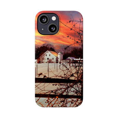 Slim Cute Phone Cases for Iphone - | iPhone 15 Case | iPhone 15 Pro Max Case, Iphone 14 Case, Iphone 14 Pro Max, Iphone 13, New England Winter Sunset