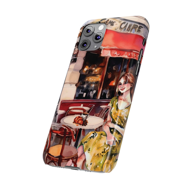Slim Cute Phone Cases for Iphone - | iPhone 15 Case | iPhone 15 Pro Max Case, Iphone 14 Case, Iphone 14 Pro Max, Iphone 13, Paris Cafe Coffee Croissant - Studio40ParkLane