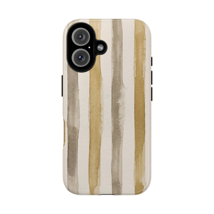Tough Cute Brown Beige Stripes Phone Case, for IPhone 17 Pro Max | Iphone 17 Air, Iphone 16, IPhone 15, 14 13 12, Samsung Galaxy S26, S25, S24, S23 - Studio40ParkLane