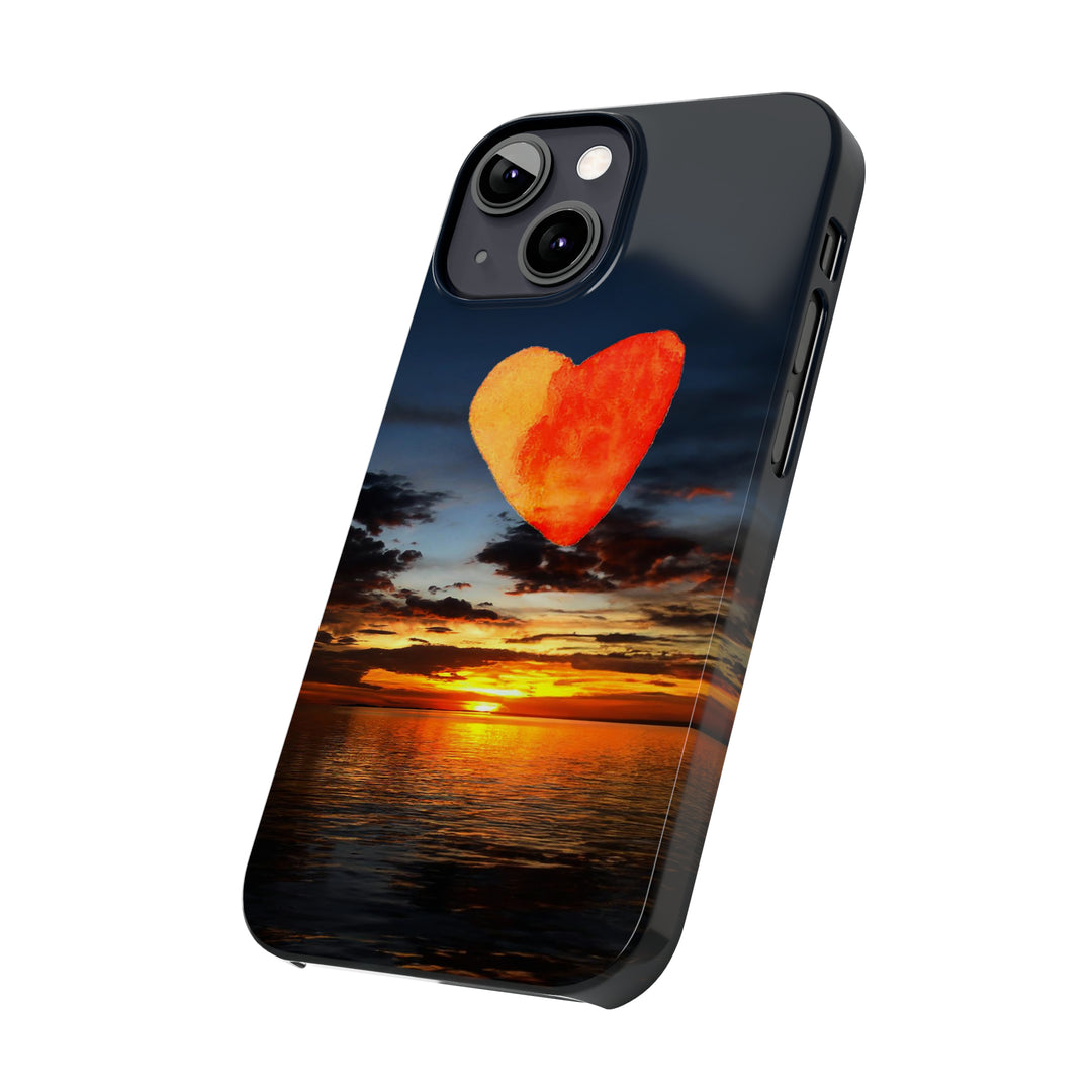 Slim Cute Phone Cases for Iphone - | iPhone 15 Case | iPhone 15 Pro Max Case, Iphone 14 Case, Iphone 14 Pro Max, Iphone 13, Rising Heart Sunset - Studio40ParkLane