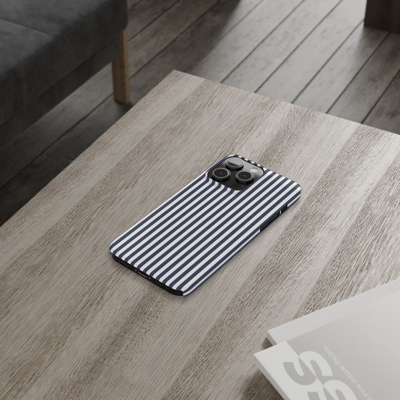 Slim Navy Blue Striped Cute Phone Case for Iphone 16 - | iPhone 15 Pro Max Case | iPhone 14 Case Iphone 13 12 11 10 9 8 7 XS X Gift for Her - Studio40ParkLane