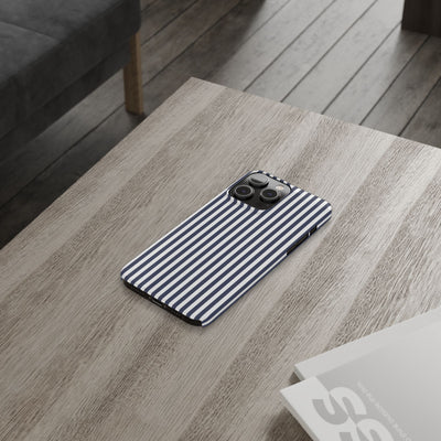 Slim Navy Blue Striped Cute Phone Case for Iphone 16 - | iPhone 15 Pro Max Case | iPhone 14 Case Iphone 13 12 11 10 9 8 7 XS X Gift for Her - Studio40ParkLane