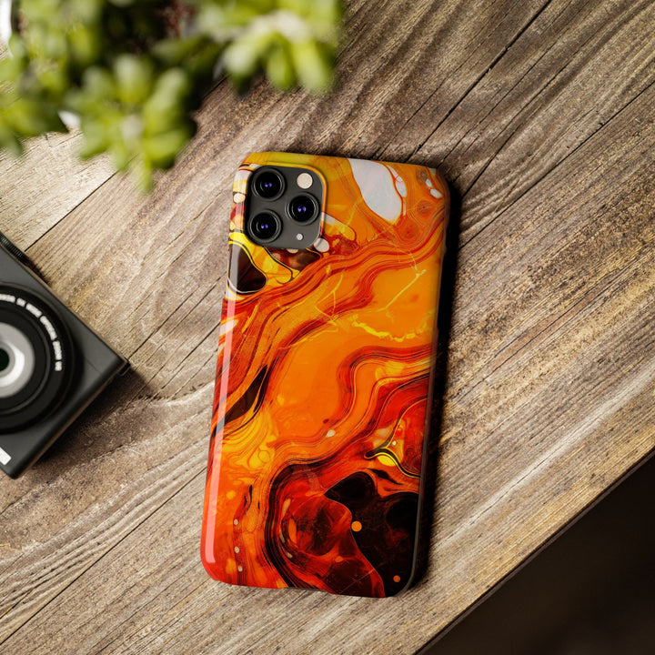 Slim Cute Phone Cases for Iphone - | iPhone 15 Case | iPhone 15 Pro Max Case, Iphone 14 Case, Iphone 14 Pro Max, Iphone 13, Marble Orange Yellow - Studio40ParkLane