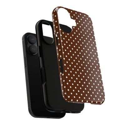 Aesthetic Tough Mocha Brown Polka Dots Premium Phone Case - For iPhone 17 Pro Max iPhone 16 Pro iPhone 15 Iphone 14 Plus 13 Pro 12 11 10 - Studio40ParkLane