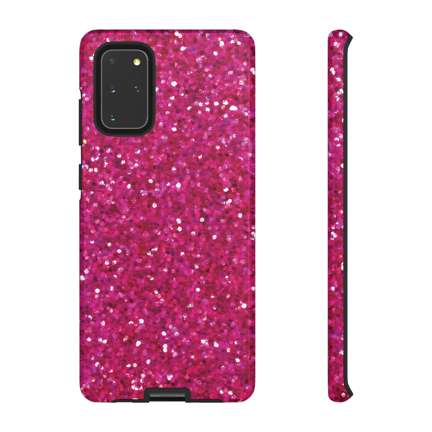 Chic Pink Faux Play on Glitter Effect Cute Phone Case, for IPhone 16 pro Max | Iphone 15, Iphone 14, IPhone 13 Case, 11 8 7, Samsung Galaxy S24, S23, S22, S21, 2 Layer Protection