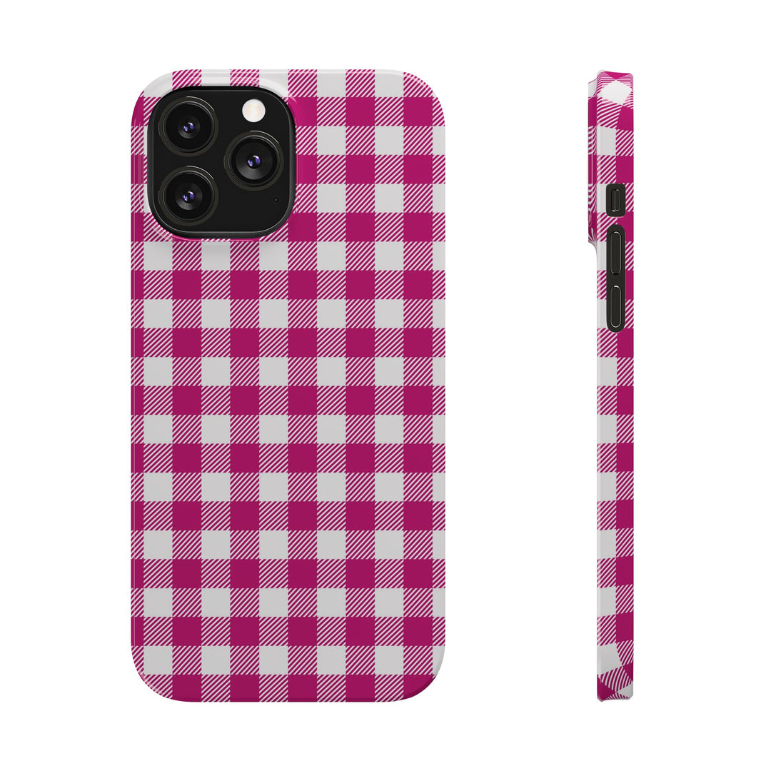 Slim Pink Gingham Gift for Her Cute Phone Cases for Iphone 16 Pro Max | iPhone 15 Case | iPhone 15 Pro Max Case, Iphone 14, 13, 12, 11, 10, 8, 7 - Studio40ParkLane