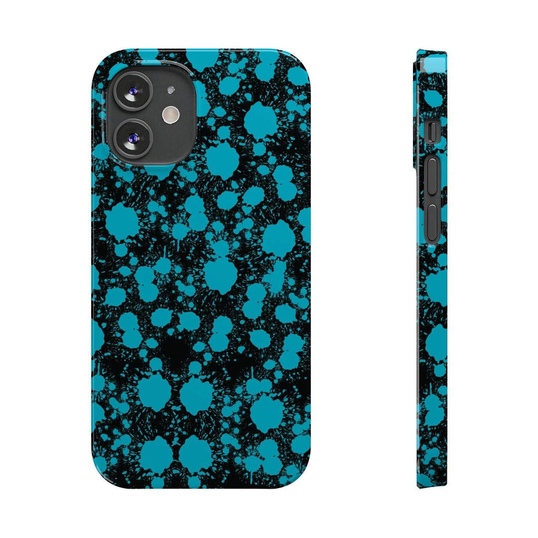Slim Cute Phone Cases for Iphone - | iPhone 15 Case | iPhone 15 Pro Max Case, Iphone 14 Case, Iphone 14 Pro Max, Iphone 13, Blue Paint Blots Splash - Studio40ParkLane