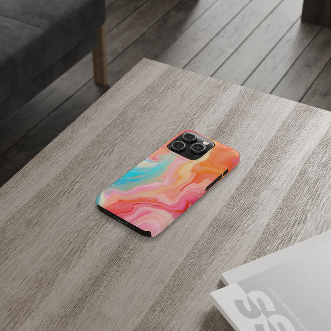Slim Blue Pink Orange Marbled Cute Phone Cases for Iphone 16 Pro Max | iPhone 15 Case | iPhone 15 Pro Max Case, Iphone 14, Iphone 14 Pro Max, Iphone 13 12 11 8 7 - Studio40ParkLane