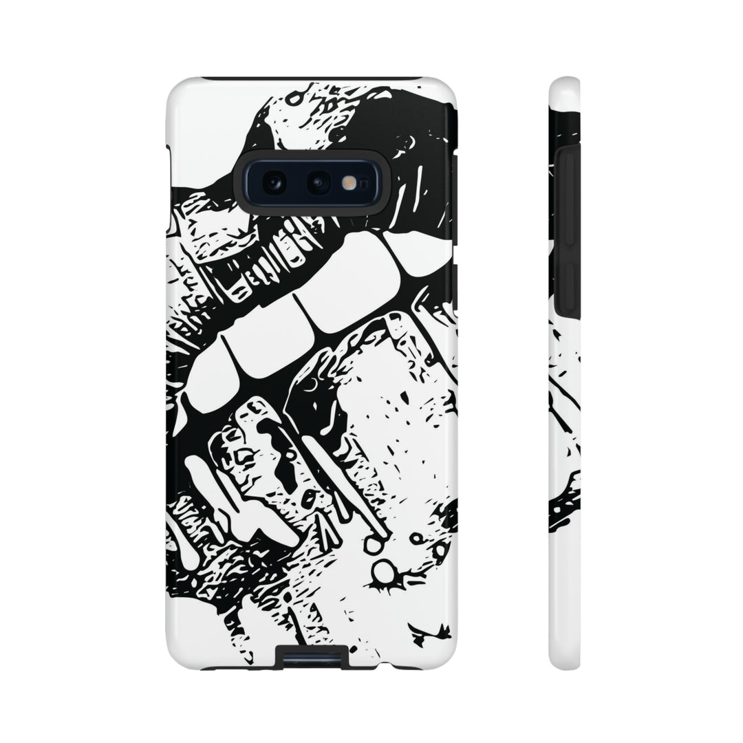 Cute Samsung Phone Case | Aesthetic Samsung Phone Case | Smile Lips Black White | Galaxy S23, S22, S21, S20 | Luxury Double Layer | Cool - Studio40ParkLane