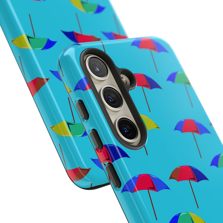 Cute Samsung Phone Case | Aesthetic Samsung Phone Case | Galaxy S23, S22, S21, S20 | Colorful Beach Parasols Blue, Protective Phone Case - Studio40ParkLane