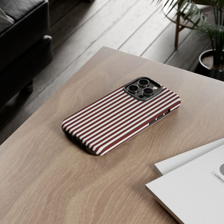 Tough Premium Chocolate Stripes Phone Case Gift for Her - For Apple iPhone 16 Pro Max 16e iPhone 15 Pro iPhone Iphone 14 Plus 13 Pro 12 SE XR - Studio40ParkLane