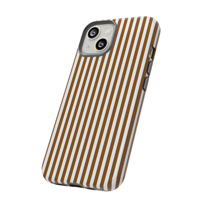 Tough Premium Mocca Brown Stripes Phone Case Gift for Her - For Apple iPhone 16 Pro Max 16e iPhone 15 Pro iPhone Iphone 14 Plus 13 Pro 12 SE XR - Studio40ParkLane