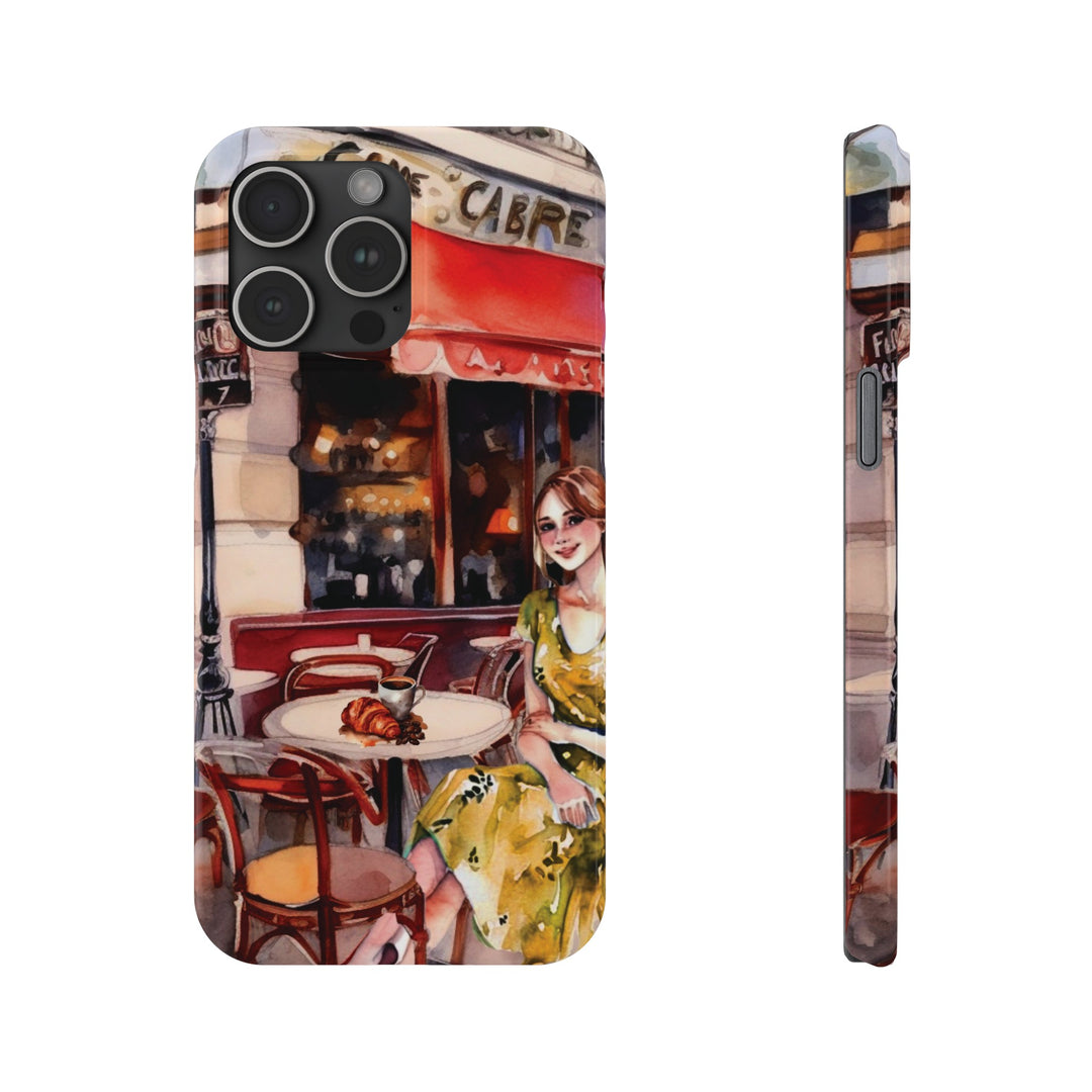 Slim Cute Phone Cases for Iphone - | iPhone 15 Case | iPhone 15 Pro Max Case, Iphone 14 Case, Iphone 14 Pro Max, Iphone 13, Paris Cafe Coffee Croissant - Studio40ParkLane