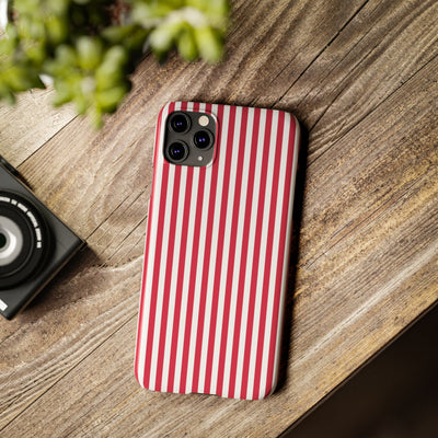 Slim Red Winterberry Striped Cute Phone Case for Iphone 16 - | iPhone 15 Pro Max Case | iPhone 14 Case 13 12 11 10 9 8 7 X XS Gift for Her