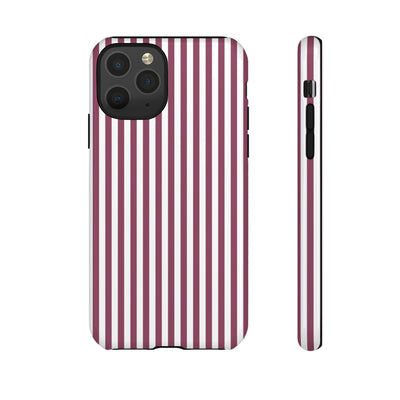 Tough Premium Old Claret Stripes Phone Case Gift for Her - For Apple iPhone 16 Pro Max 16e iPhone 15 Pro iPhone Iphone 14 Plus 13 Pro 12 SE XR - Studio40ParkLane